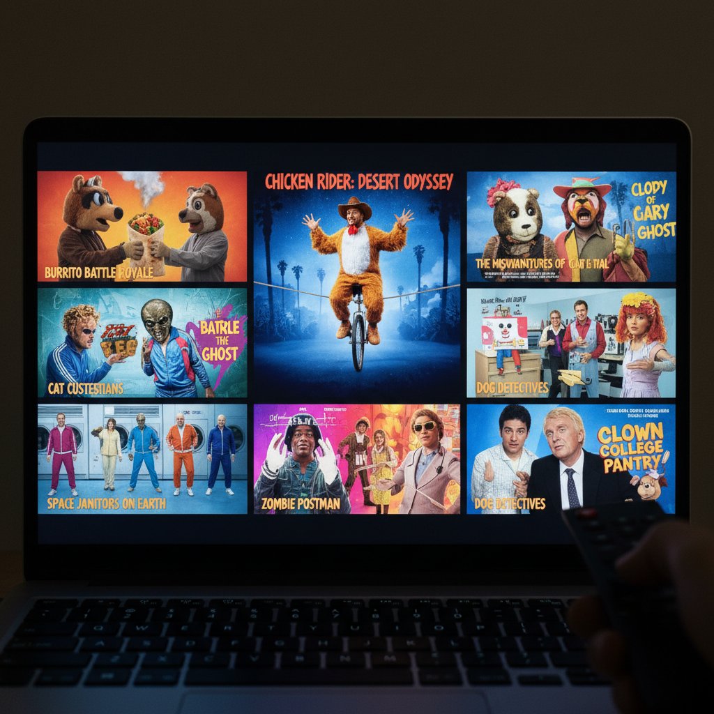 Streaming interface with rare comedy movies highlighted for discovery, showing how to find movie rarely comedy movies online