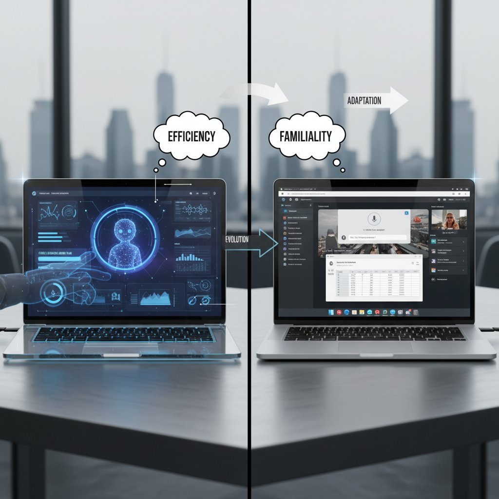 Laptopy z uruchomionymi różnymi AI asystentami, zbliżenie na interfejsy narzędzi