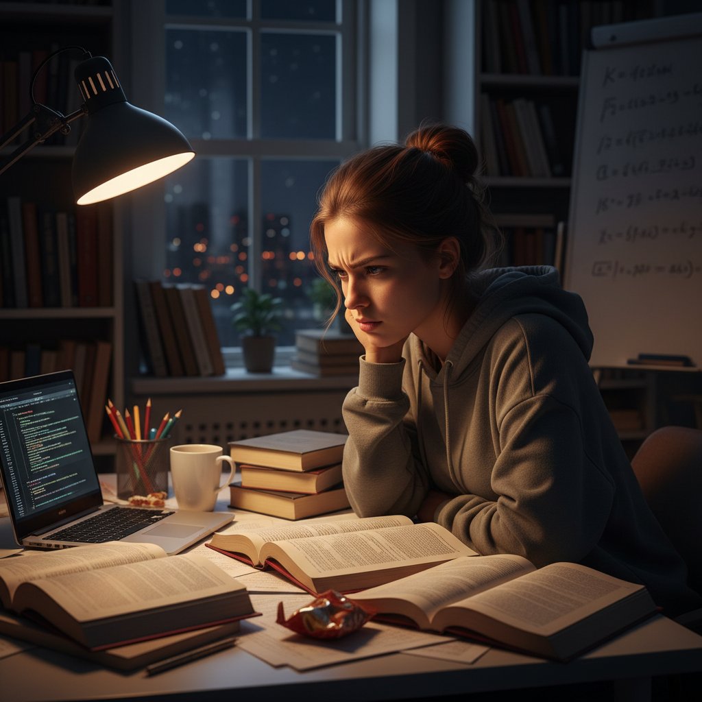 Nocna nauka gramatyki z determinacją – wytrwałość mimo braku motywacji