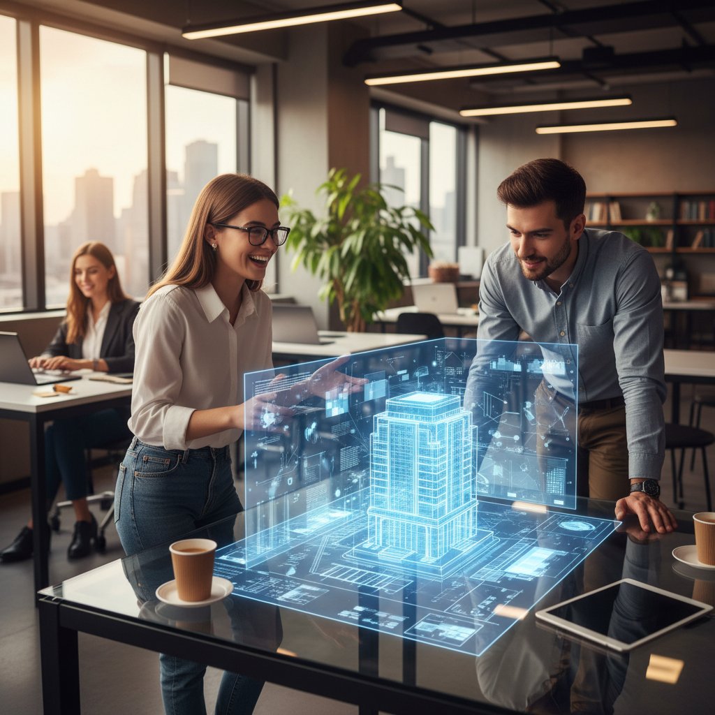 Współpraca człowieka z AI w pracy.