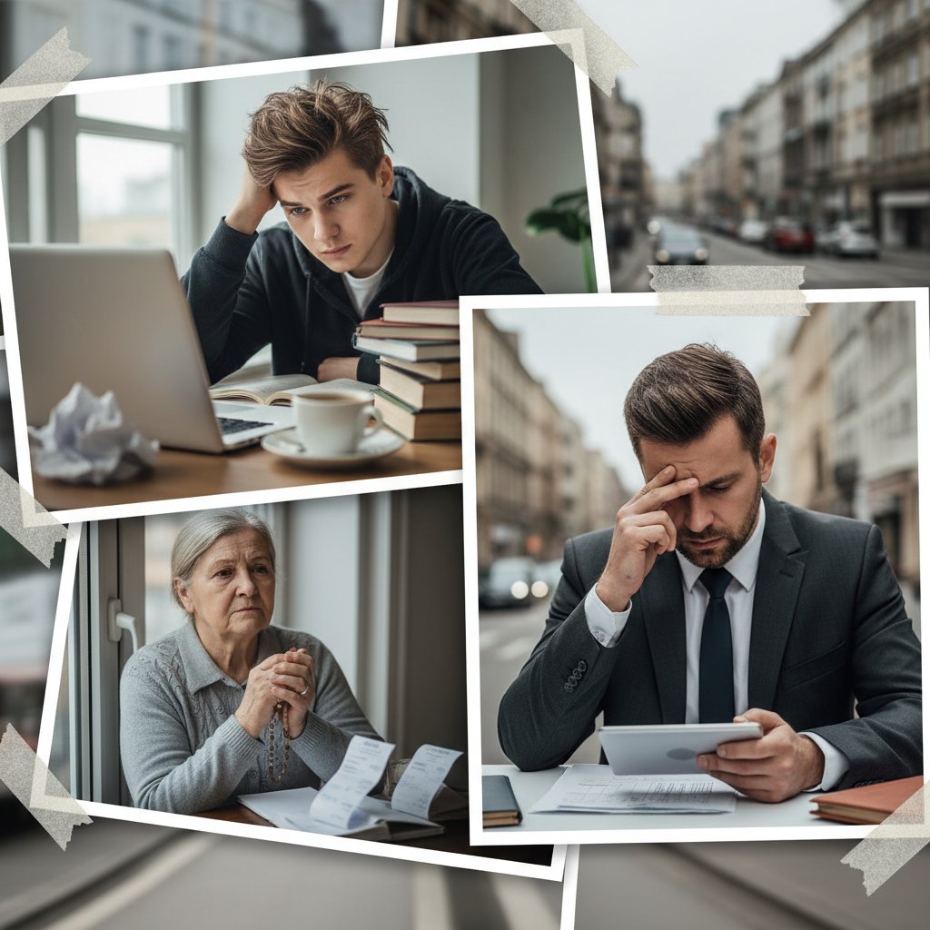 Zróżnicowani użytkownicy benzodiazepin: studentka, seniorka, pracownik biurowy, codzienne polskie realia