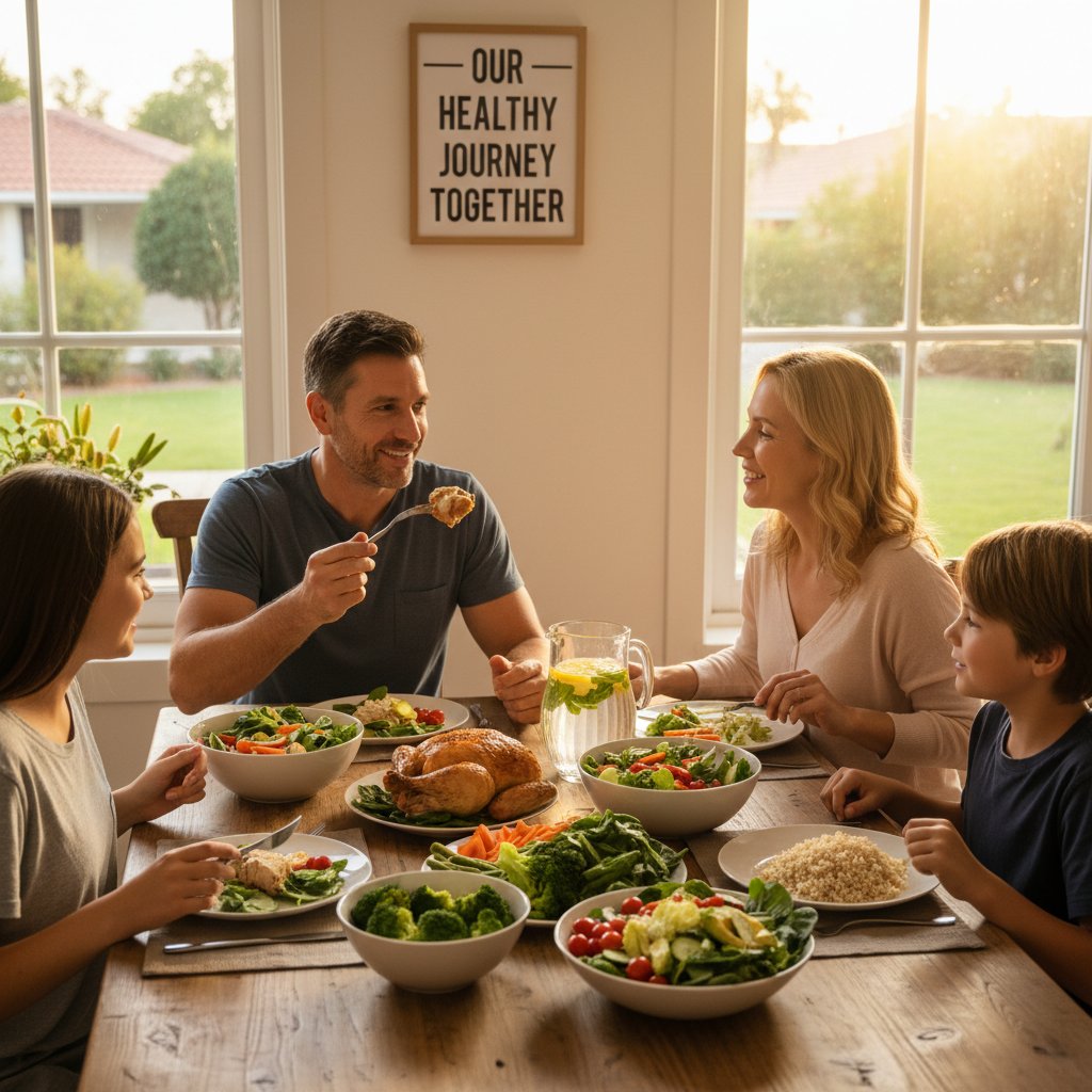 Zdjęcie: Rodzina przy stole – różne dania, wspólna rozmowa, wsparcie