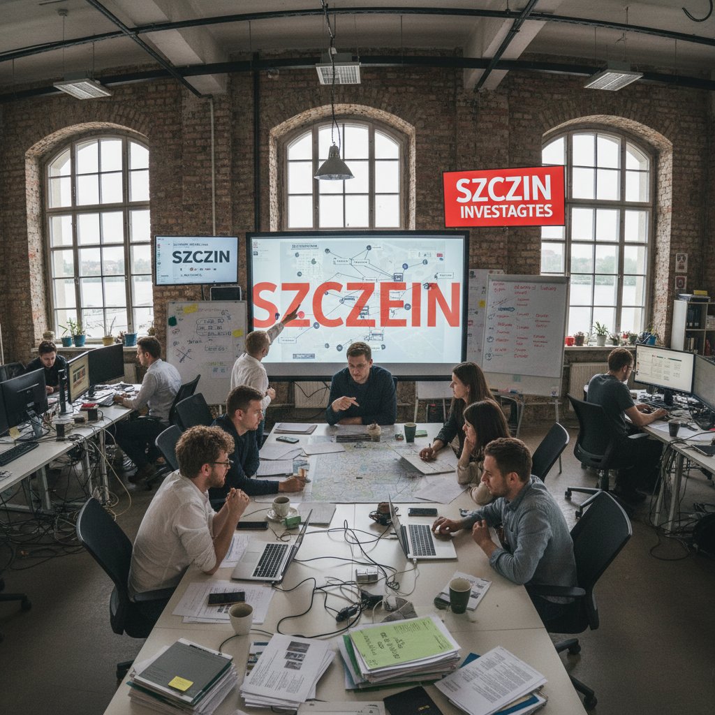 Lokalna redakcja podczas pracy nad artykułem śledczym, symbolizująca niezależność dziennikarstwa