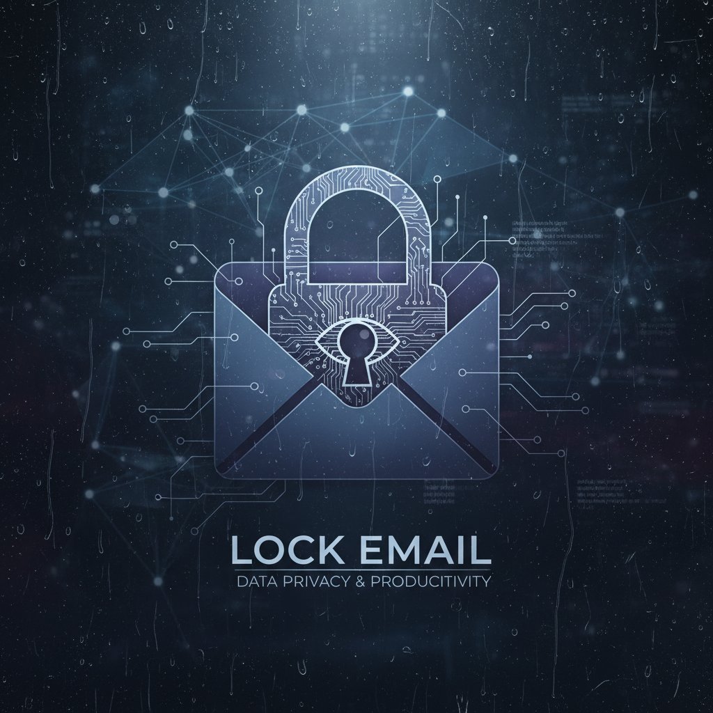 Stylized lock and email icon montage in dark moody lighting, symbolizing data privacy risks of free email productivity software