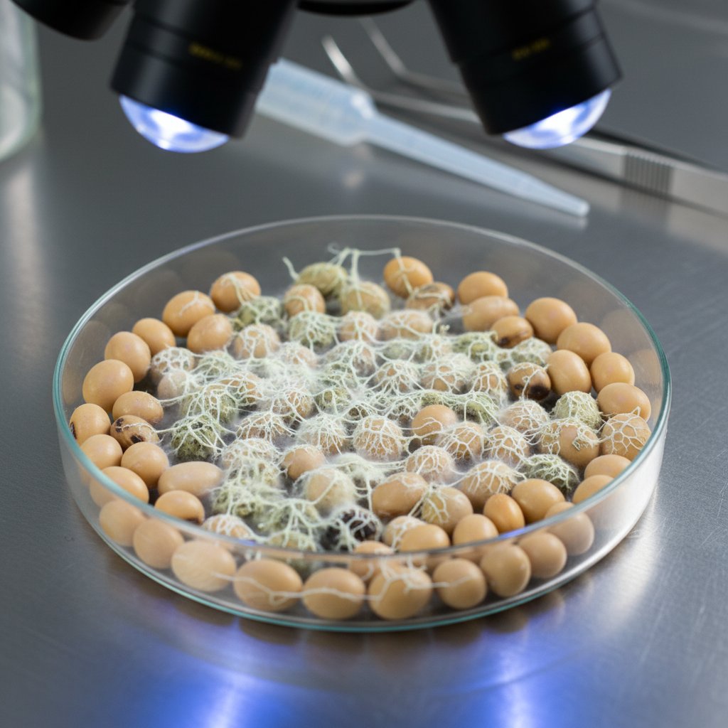 Grzyb koji na ziarnach soi, laboratorium fermentacji