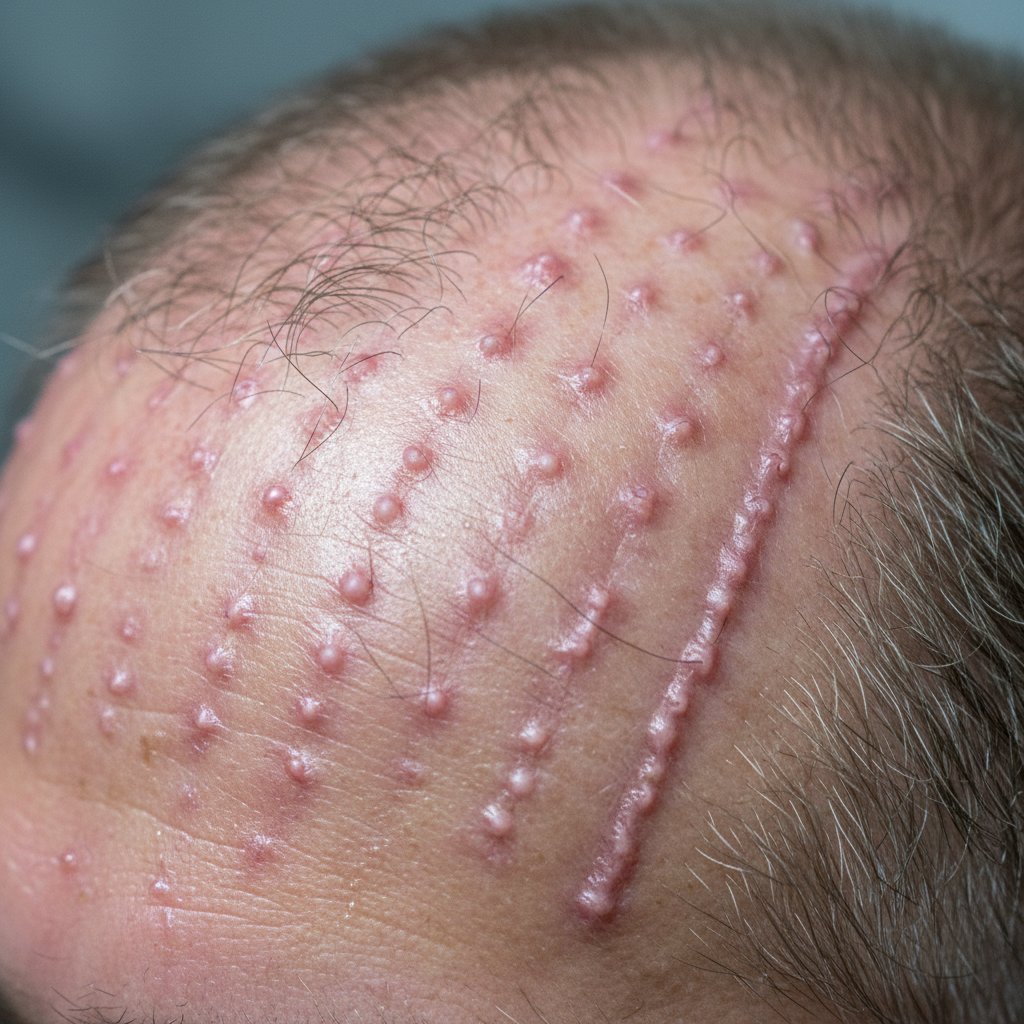 Blizny po przeszczepie włosów pod lupą