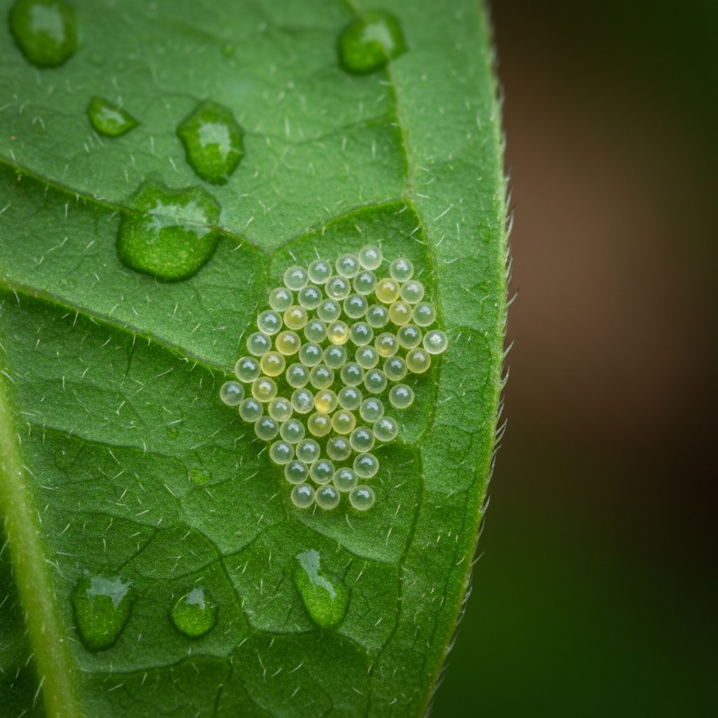 Jaja szkodników ukryte pod powierzchnią liścia