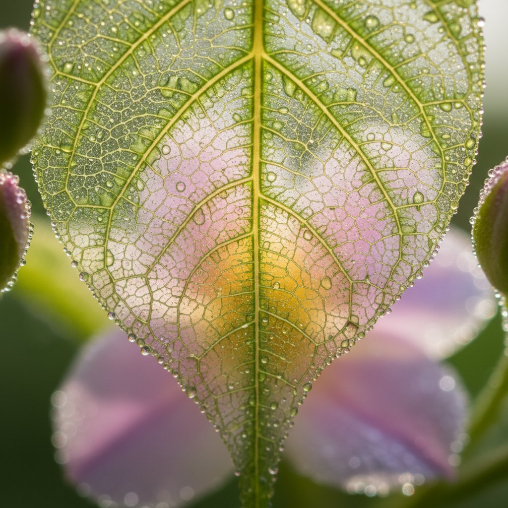 Szczegółowe ujęcie liścia i kwiatu rośliny leczniczej