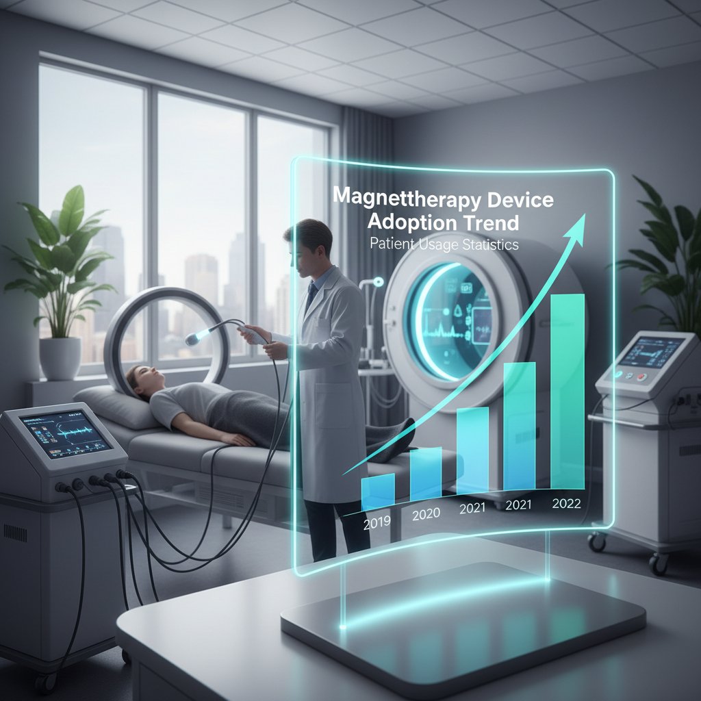 Statystyki i liczby, wykres słupkowy z liczbą urządzeń do magnetoterapii w latach 2020–2025
