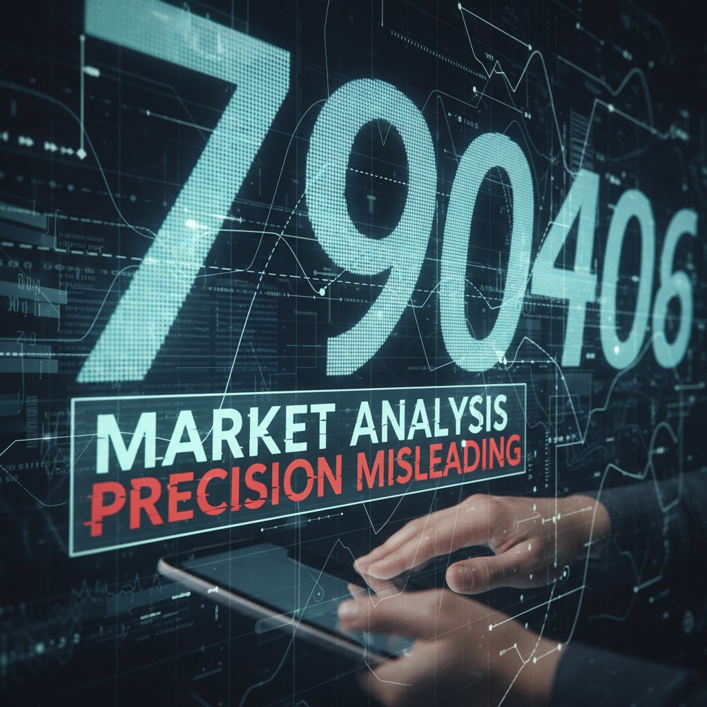 Magnified numbers to illustrate misleading precision in market analysis.