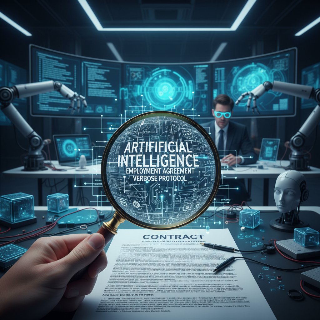 Lupka powiększająca niejasny cennik Claude AI w biurze, słowa kluczowe: magnifying-glass--confusing-contract--ai-office