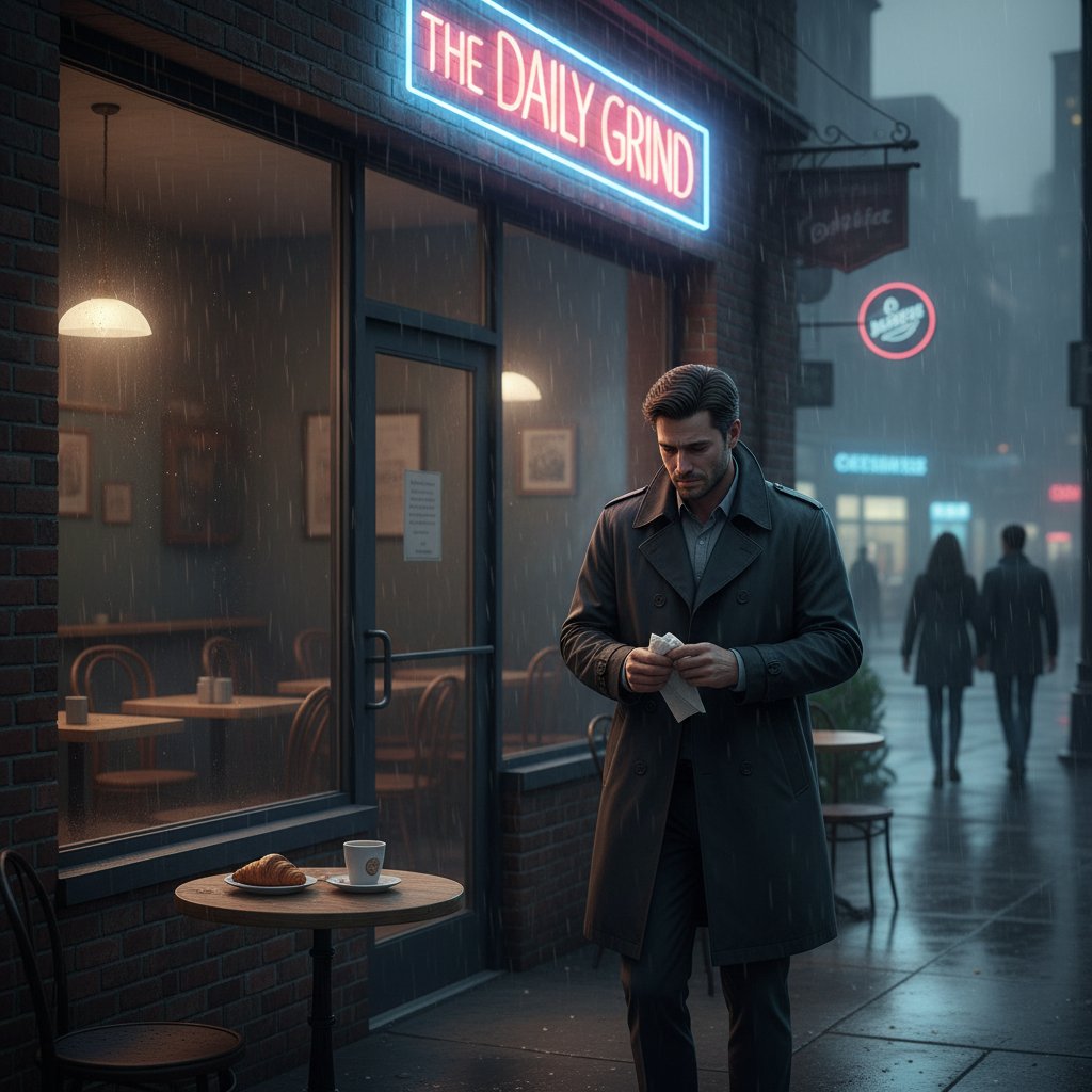 Mężczyzna samotnie opuszczający kawiarnię po nieudanej randce