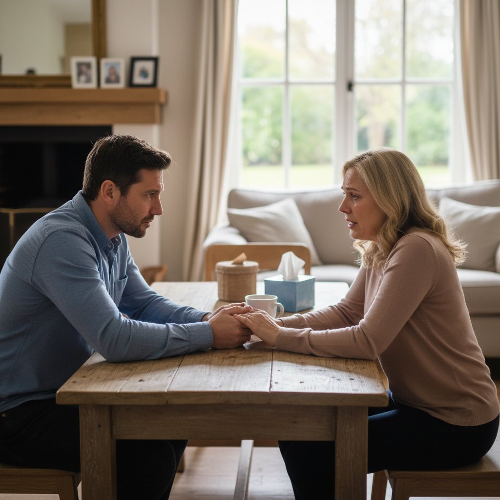 Mężczyzna rozmawia z partnerką – wsparcie i zrozumienie dla kobiet zmagających się z dysmenorrheą