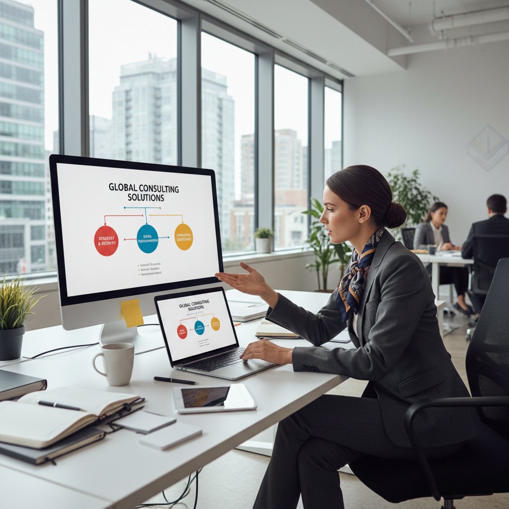 Menadżer ocenia oferty konsultantów przy komputerze