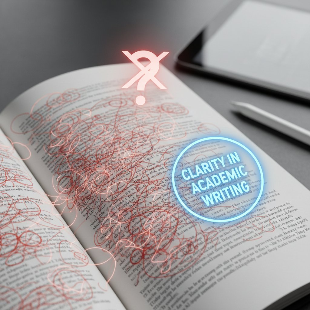 Manuscript with conflicting handwritten and digital edits, symbolizing clarity tool risks