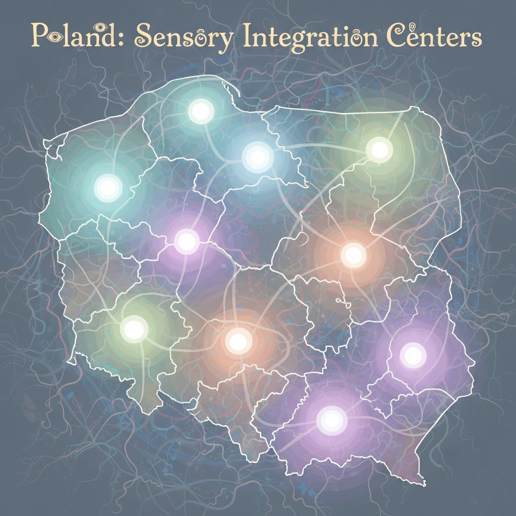 Mapa Polski z zaznaczonymi największymi ośrodkami terapii SI