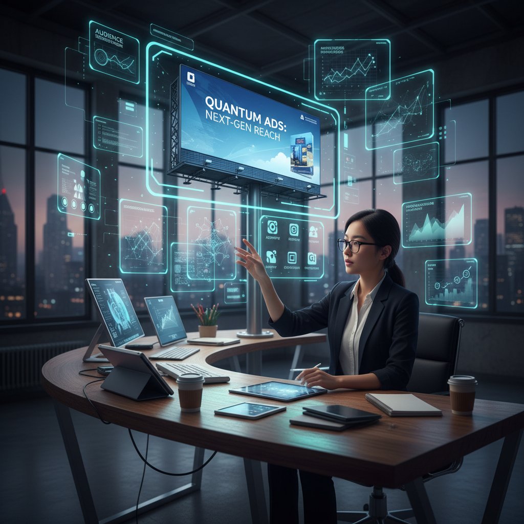 Specjalista ds. marketingu korzysta z narzędzi AI do kampanii reklamowych. Słowo kluczowe: AI reklama