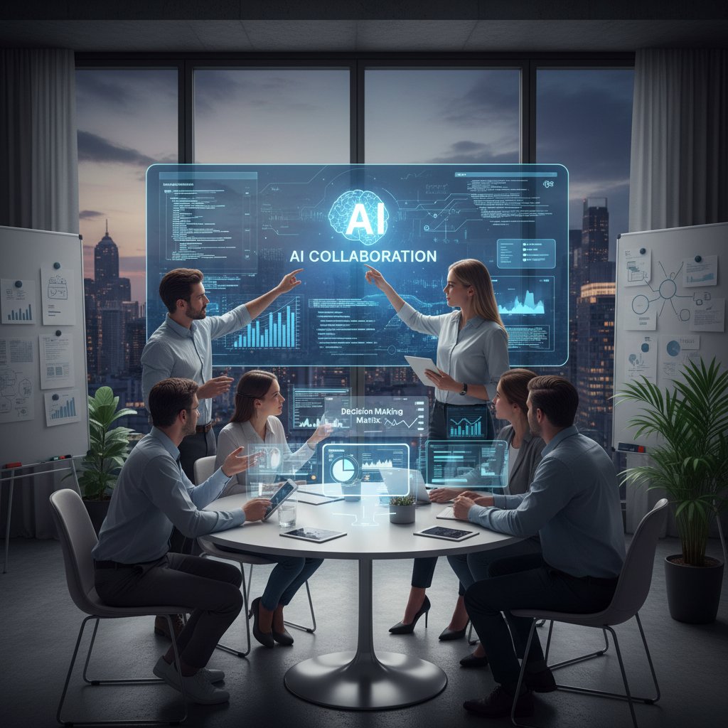 Zespół marketingowy pracujący wspólnie z AI przy analizie danych