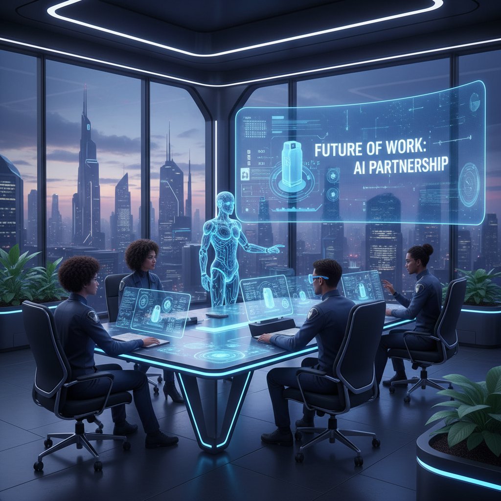 Zespół marketingowy współpracujący z AI przy projektowaniu kampanii, przyszłość pracy