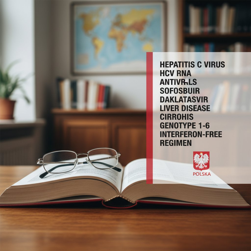 Zbliżenie słownika medycznego i okularów, kluczowe pojęcia HCV