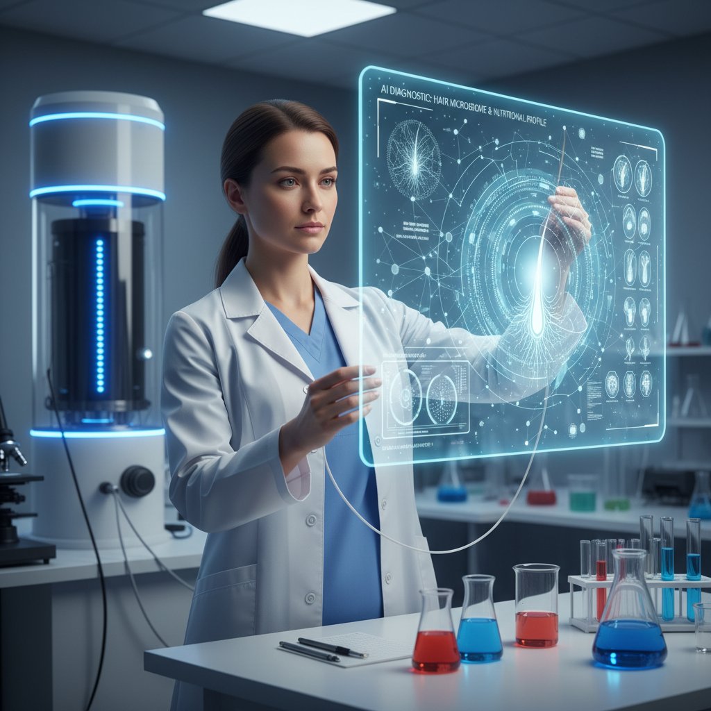 Lekarz korzystający z narzędzia AI do analizy włosów