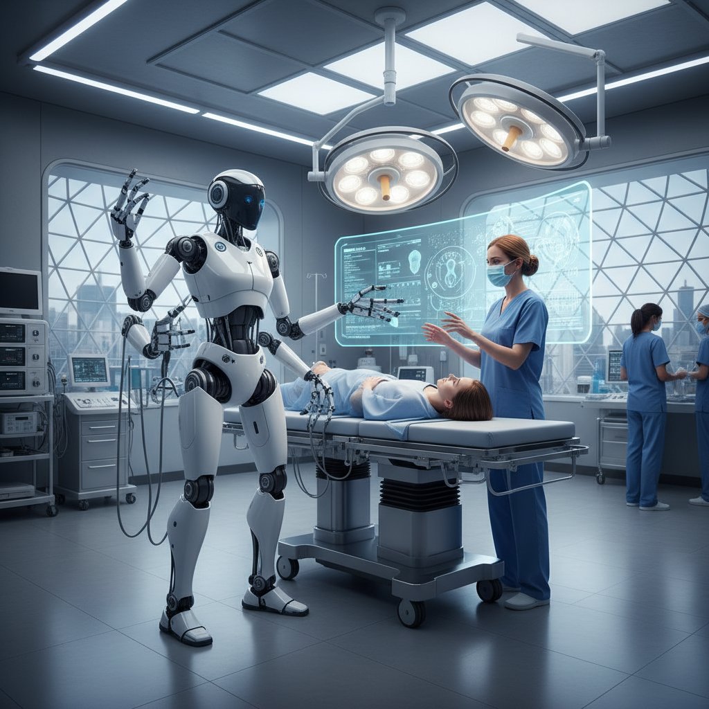 Robot medyczny asystujący lekarzom podczas operacji w polskim szpitalu