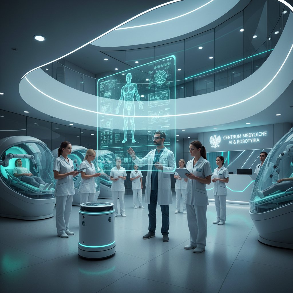 Personel medyczny korzystający z nowoczesnych rozwiązań AI w polskim szpitalu
