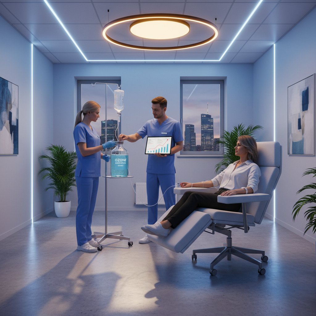 Personel medyczny przygotowujący ozonoterapię w warszawskiej klinice