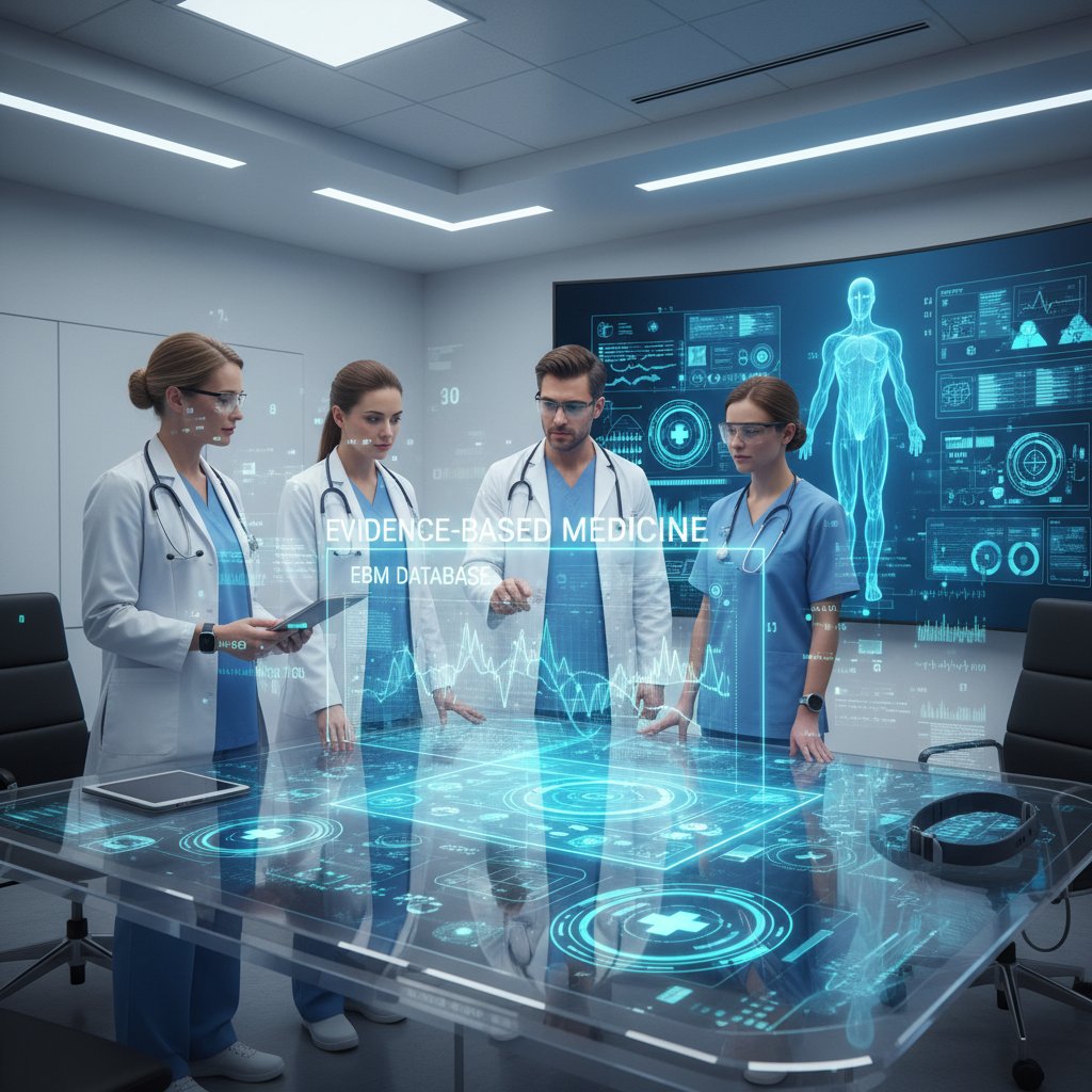 Zespół medyczny korzystający z cyfrowej bazy badań EBM na nowoczesnych urządzeniach