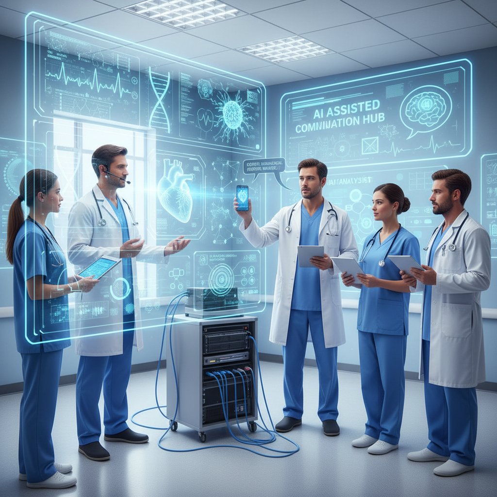 Zespół medyczny korzysta ze smartfona i tabletu, AI wspiera komunikację