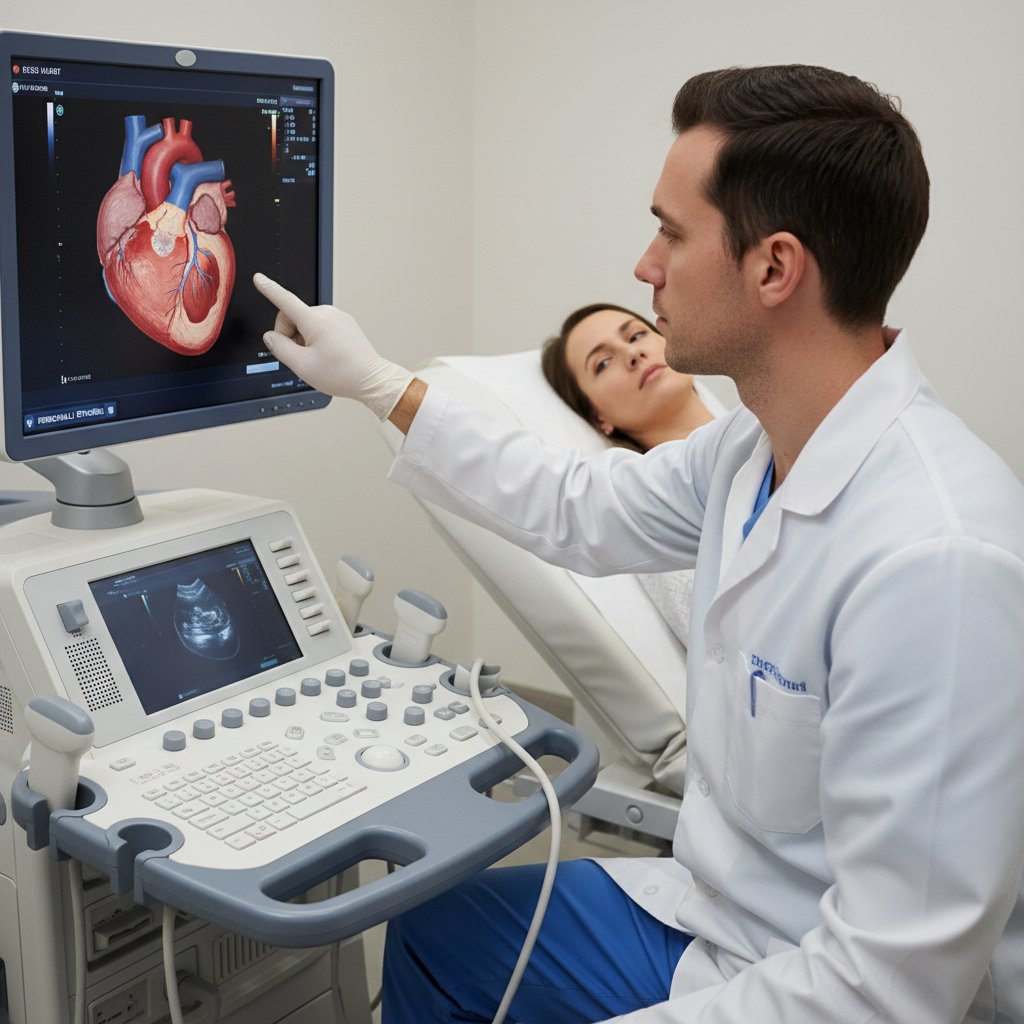 Technik medyczny wykonujący echo serca – kluczowy etap w diagnostyce zapalenia osierdzia