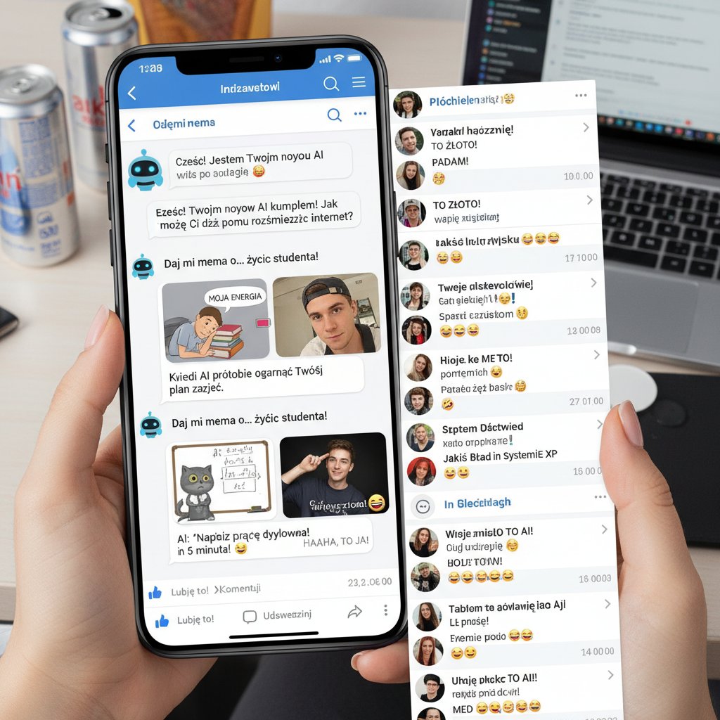 Memy inspirowane rozmową z botem AI na polskim portalu społecznościowym, młodzież komentuje