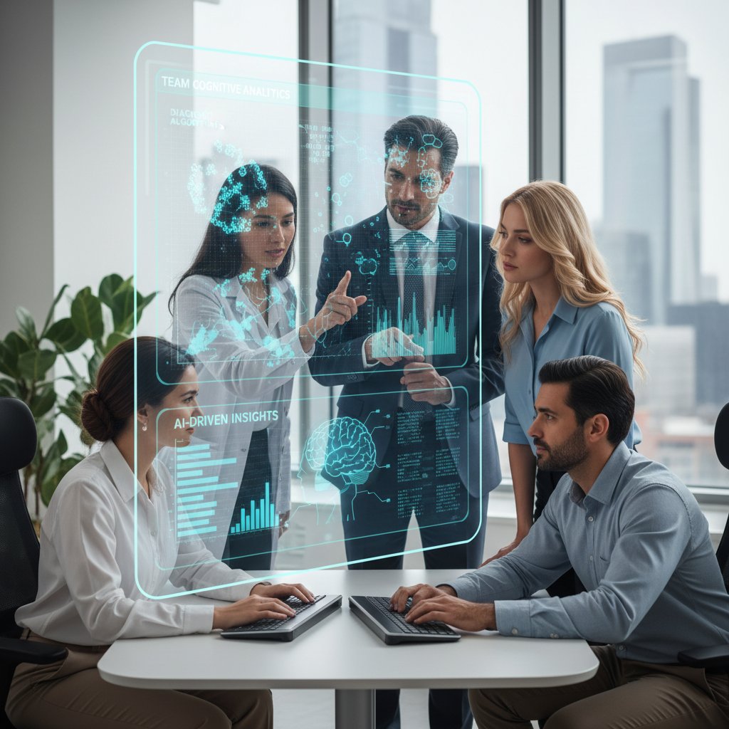 Zespół specjalistów analizujący dane z AI w centrum zdrowia psychicznego — innowacje technologiczne