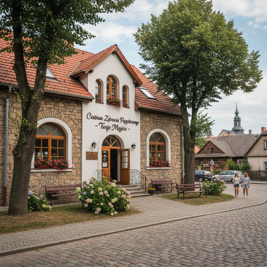 Zdjęcie budynku poradni zdrowia psychicznego w małym mieście, Polska