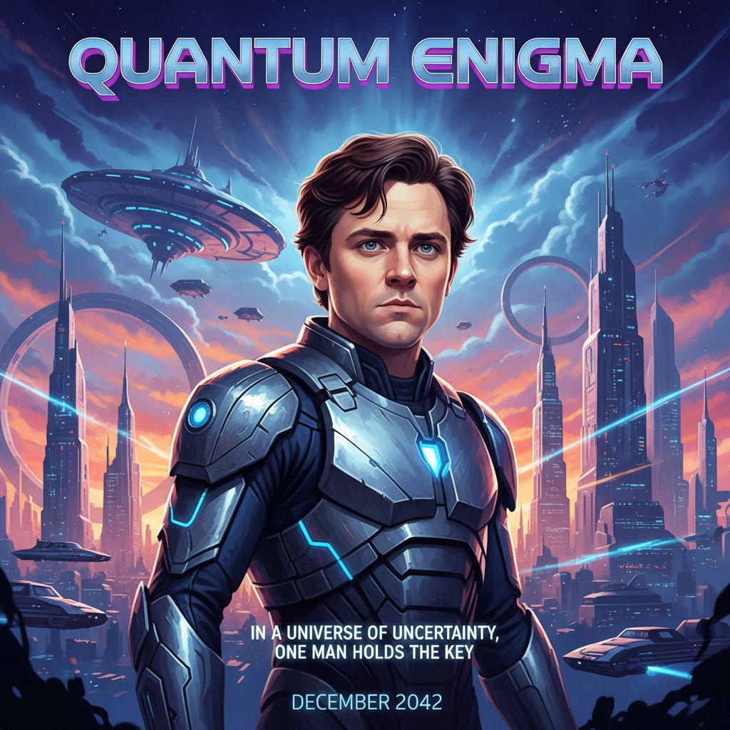 Michael Cera in a speculative future movie, futuristic poster style