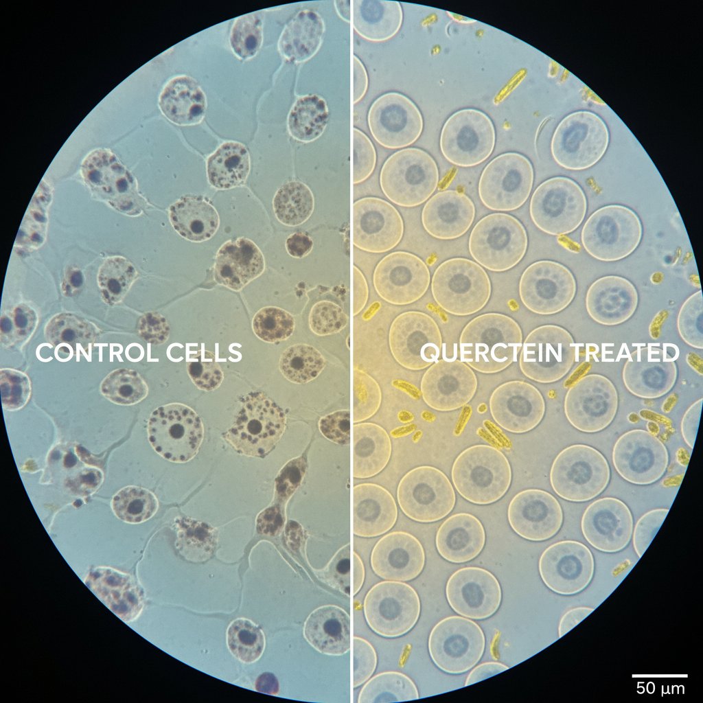Zdjęcie mikroskopowe komórek traktowanych kwercetyną