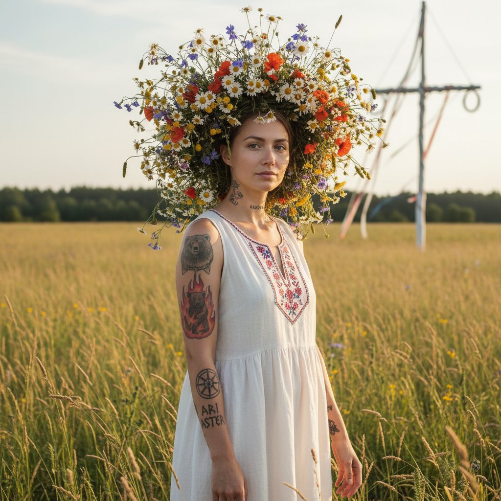 Fan tattoo inspired by Ari Aster’s movies, tattoo of Midsommar’s flower crown