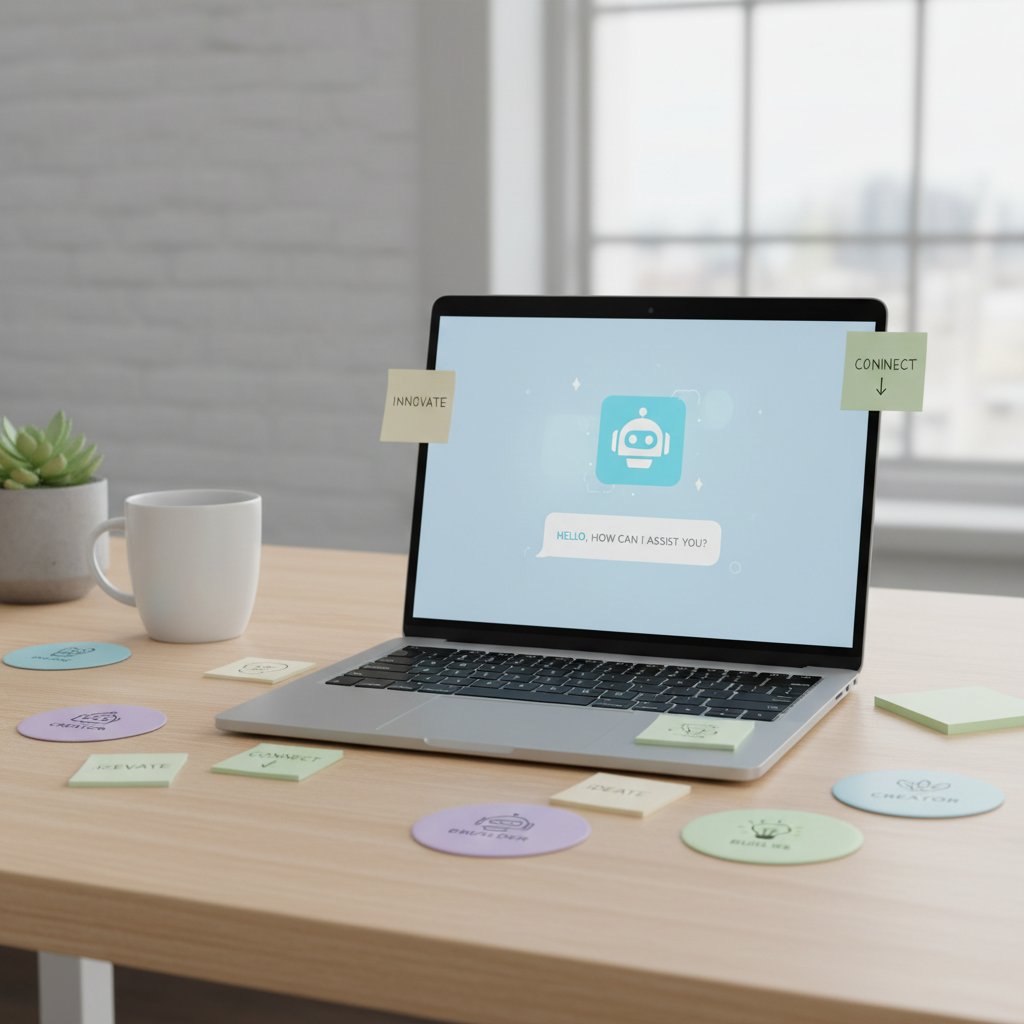 Open laptop with AI chatbot and membership notes