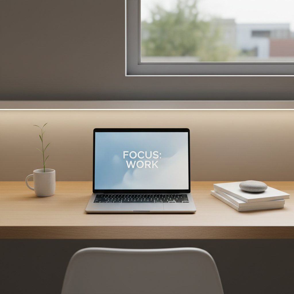 Minimalist desk setup promoting focused work