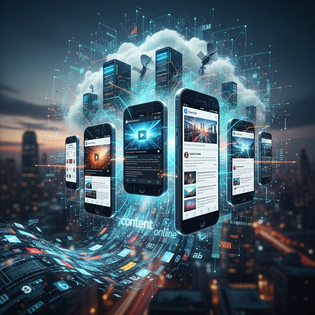 Wyświetlenia tekstów online na różnych urządzeniach - zbliżenie na ekran smartfona i laptopa z otwartym artykułem