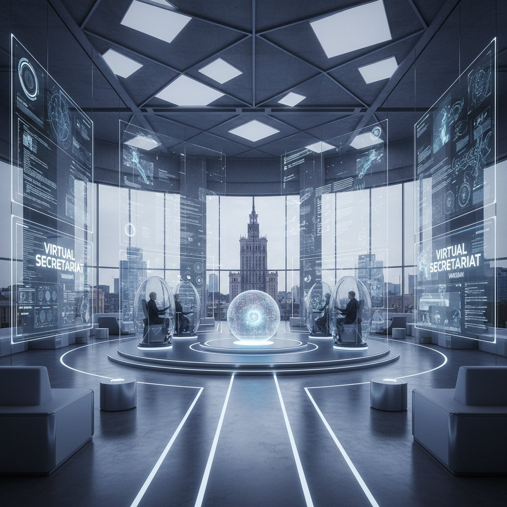 Wirtualny sekretariat AI w nowoczesnym biurze w Warszawie
