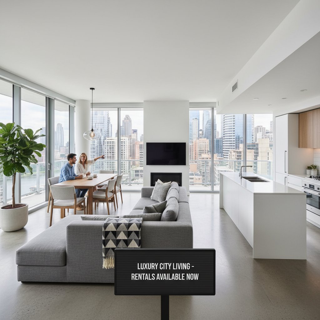 Editorial photo of a modern apartment rental in city center, lifestyle vibe, alternative to central hotels