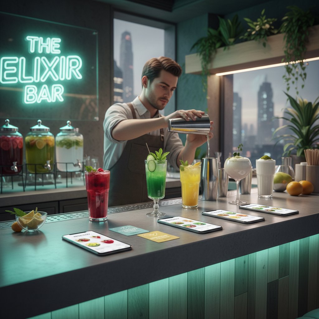 Nowoczesny bar z koktajlami i aplikacjami na telefonie – trendy w dietach oczyszczających