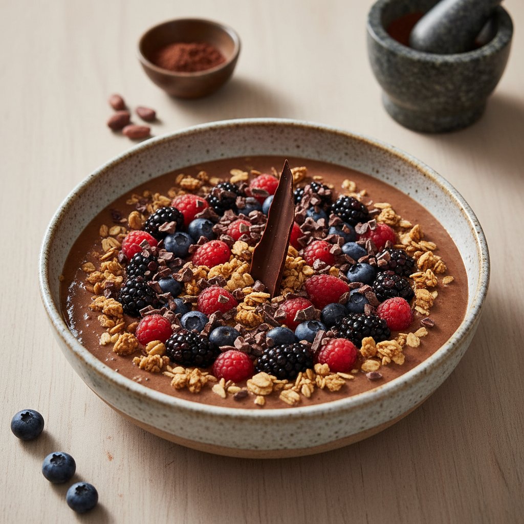 Nowoczesne danie z kakao – smoothie, tabliczka bean-to-bar, kuchnia fusion