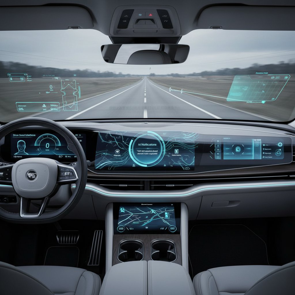 Kierowca korzystający z inteligentnych funkcji samochodu