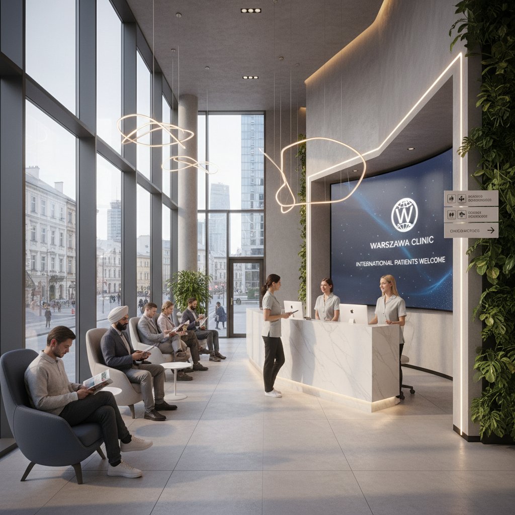 Nowoczesna klinika chirurgii plastycznej w Warszawie z międzynarodowymi pacjentkami na recepcji
