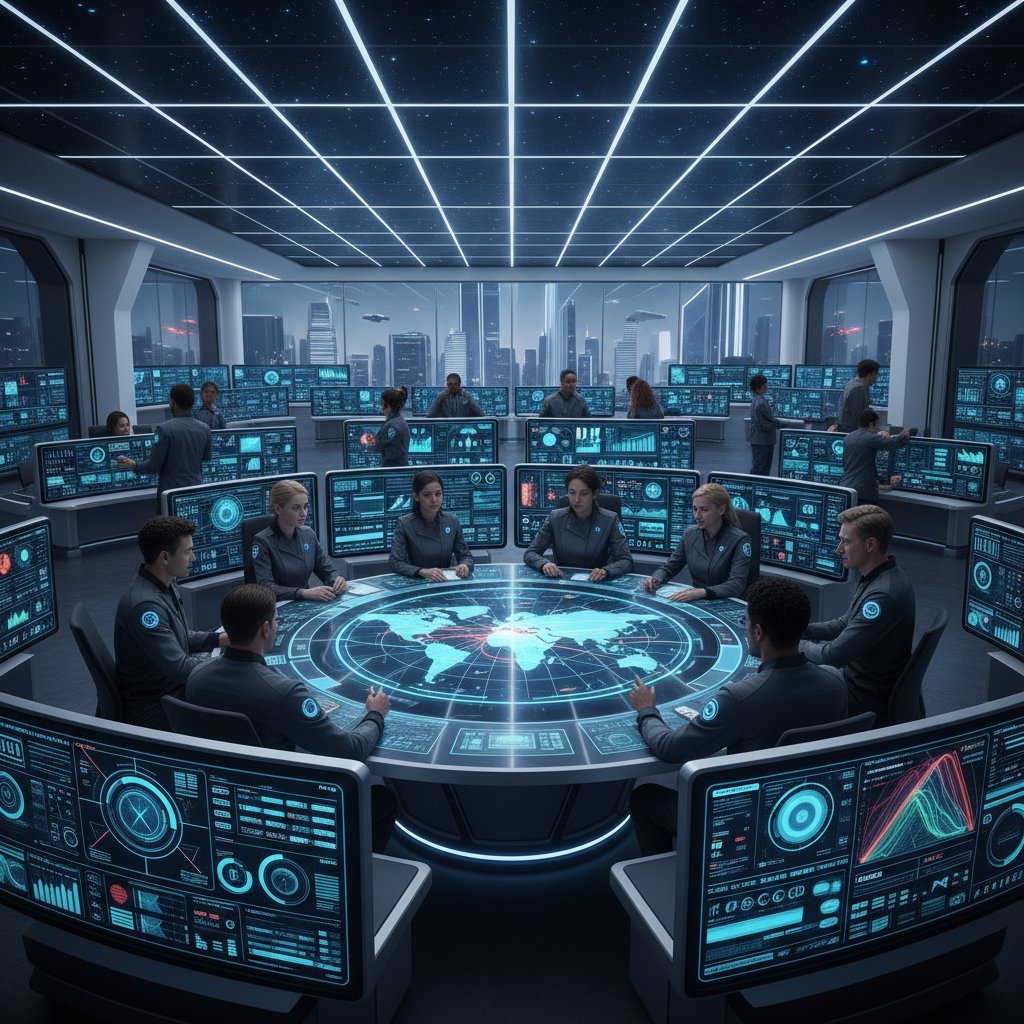 Nowoczesne zarządzanie zasobami – zespół analizuje dane na cyfrowych ekranach