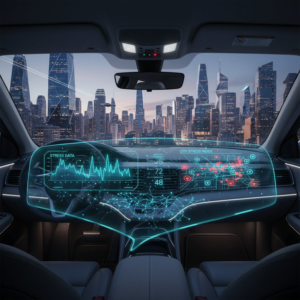 Nowoczesny dashboard z danymi o stresie na tle miasta