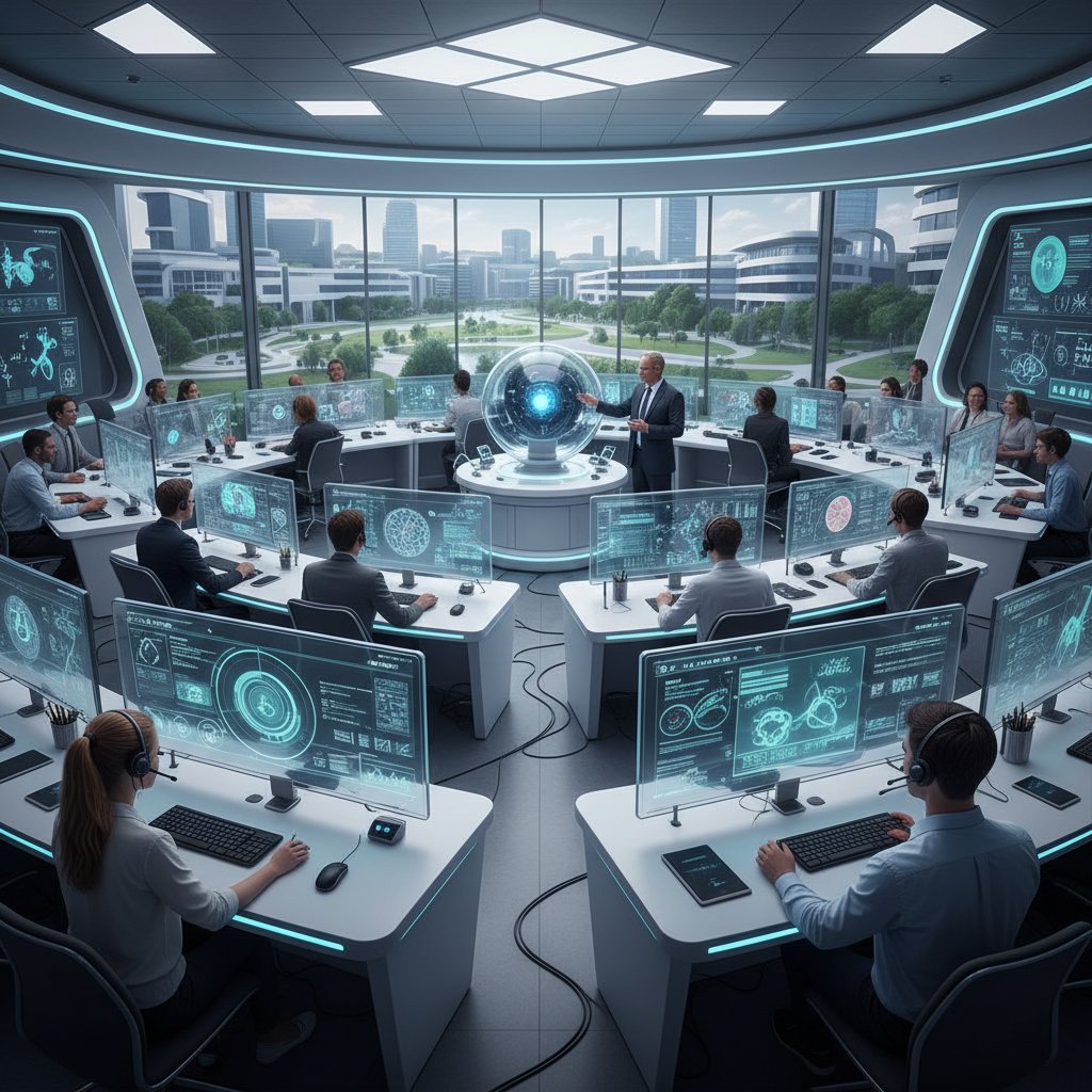 Nowoczesna sala egzaminacyjna, uczniowie z komputerami, technologia edukacyjna