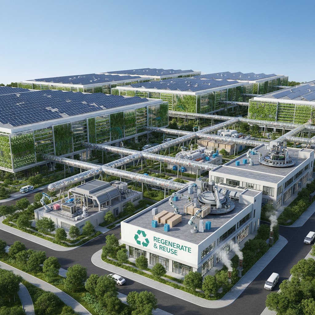 Nowoczesny zakład produkcyjny wykorzystujący zasady circular economy